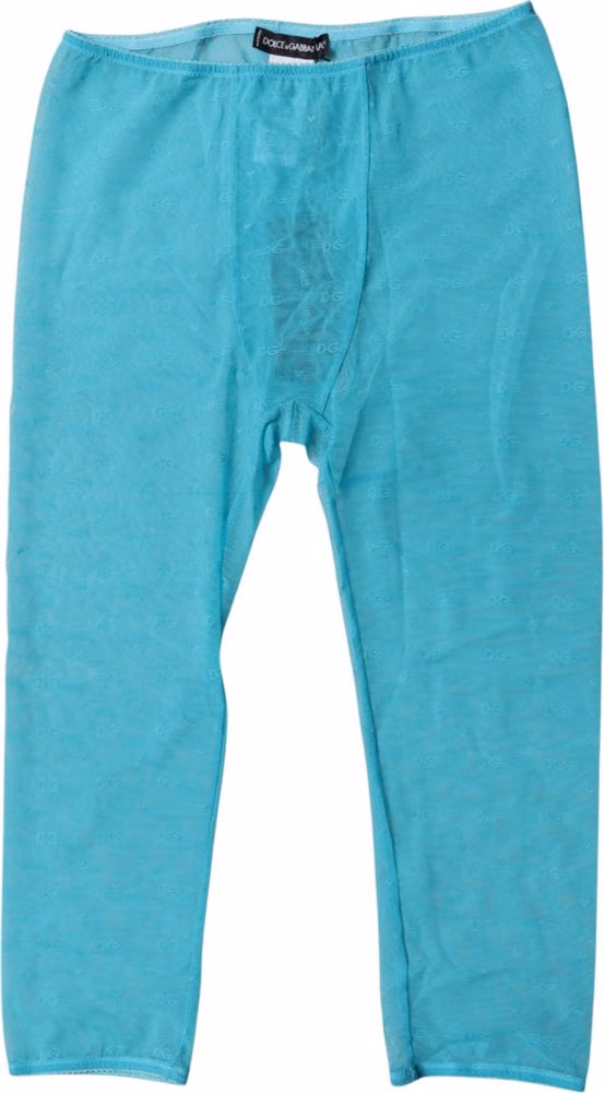 Dolce & Gabbana Blue Logo Lace Lingerie Cropped Tight Underwear