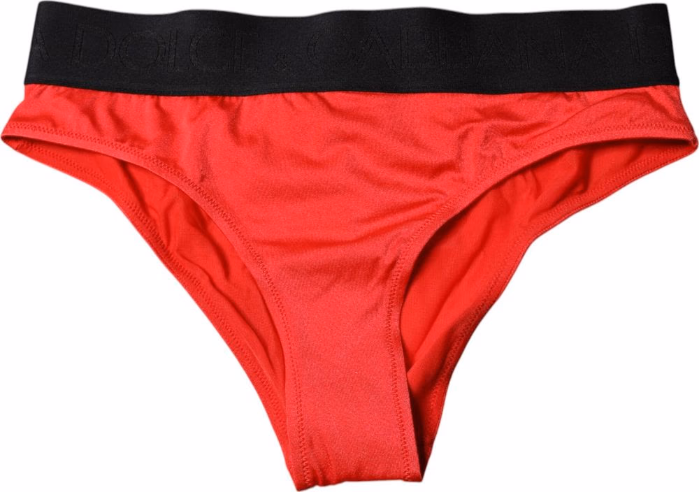 Dolce & Gabbana Red Nylon Stretch Mid Waist Panty Underwear