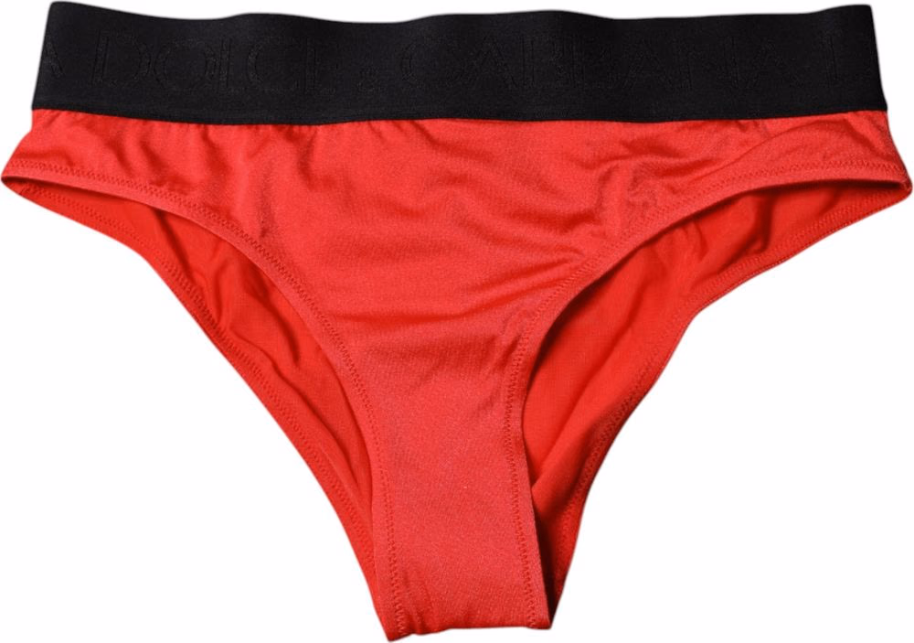 Dolce & Gabbana Red Nylon Stretch Mid Waist Panty Underwear