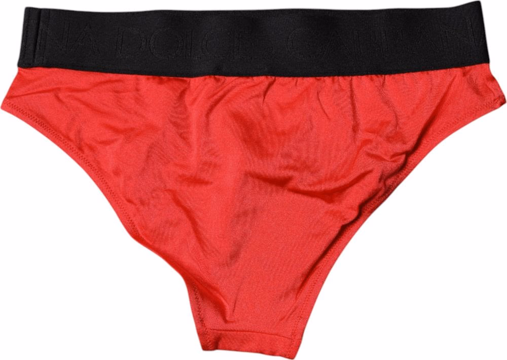 Dolce & Gabbana Red Nylon Stretch Mid Waist Panty Underwear