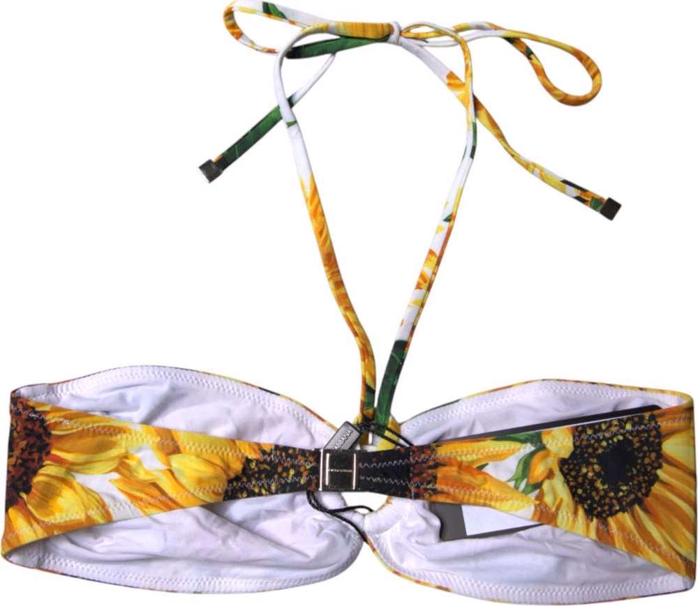 Dolce & Gabbana Multicolor Floral Halter Beachwear Bikini Top Swimwear