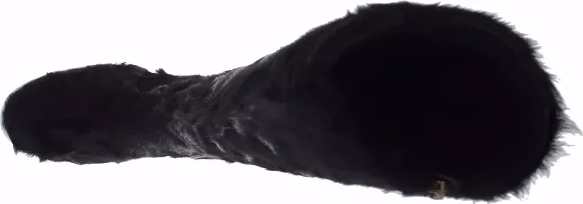 Dolce & Gabbana Black Xiangao Lamb Fur Leather Boots Shoes