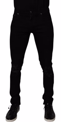 Black Cotton Stretch Skinny Men Denim Jeans
