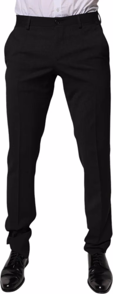 Dolce & Gabbana Black Polyester Tapered Formal Men Dress Pants