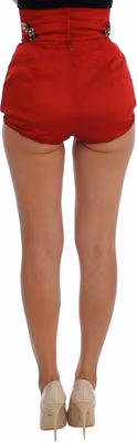 Red Silk Crystal Roses Shorts