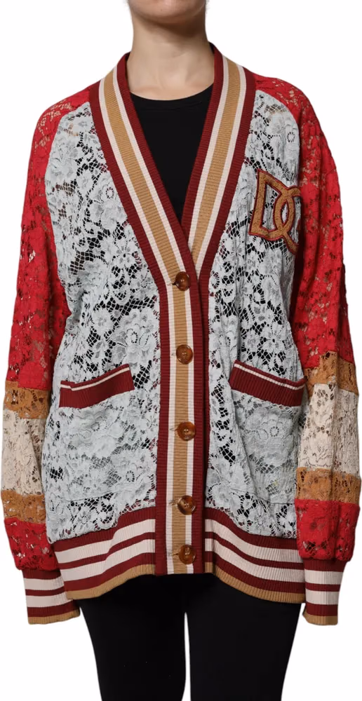 Dolce & Gabbana Multicolor Floral Lace Cardigan Sweater