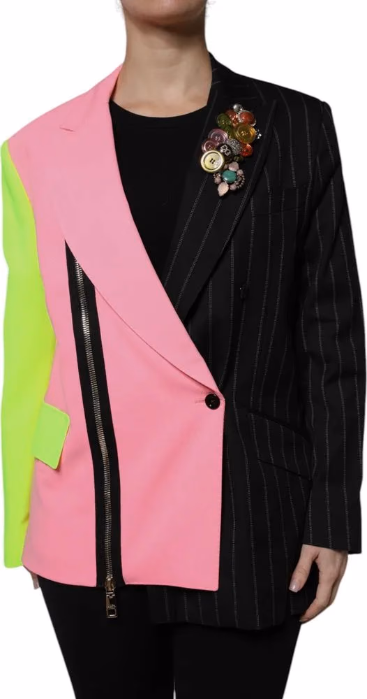 Dolce & Gabbana Multicolor Patchwork Embellished Coat Jacket