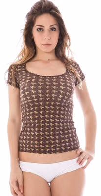 Marrone Nylon Women T-Shirt