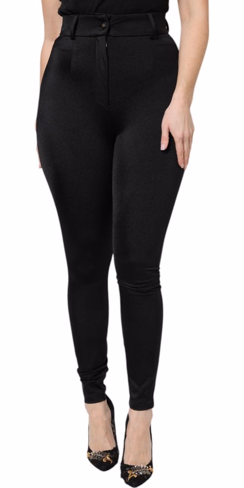 Dolce & Gabbana Black Nylon High Waist Slim Fit Pants