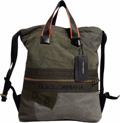 Military Green Patchwork Rucksack Backpack Bag