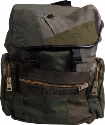 Military Green Patchwork Travel Backpack Bag
