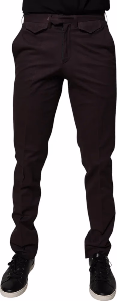 BENCIVENGA Brown Pure Cotton Slim Fit Men Dress Pants