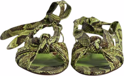 Green Animal Print Ankle Wrap Sandals Shoes