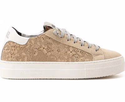 Beige Leather Athletic Sneakers