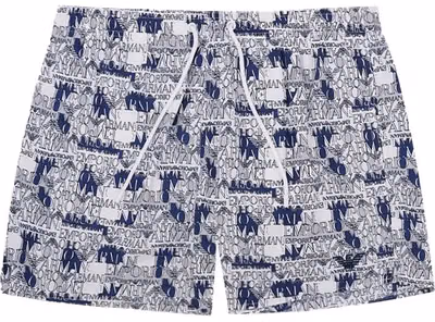 White Polyester Swim Shorts