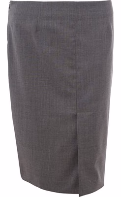 Gray Wool Midi Skirt