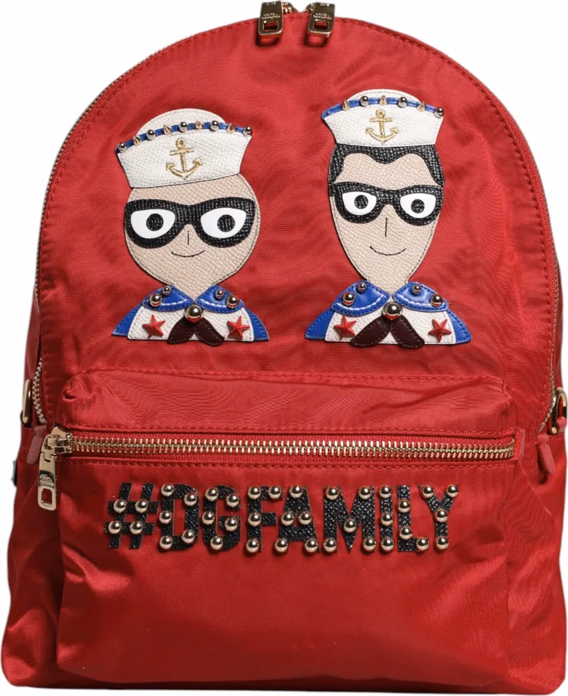 Dolce & Gabbana Red #DGFAMILY VULCANO Embellishment Backpack Bag