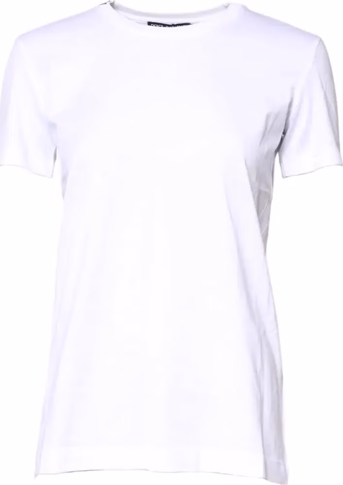 Dolce & Gabbana White Cotton Crew Neck Short Sleeves T-shirt