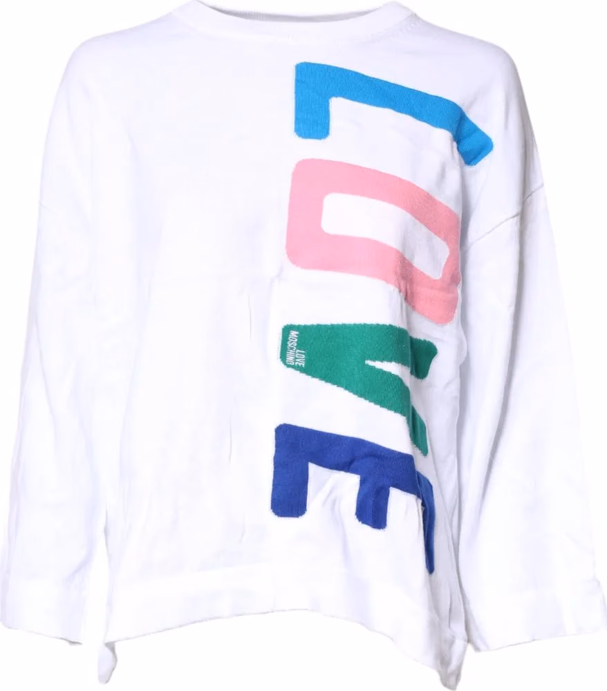 Love Moschino White Graphic Print Cotton Long Sleeves T-shirt