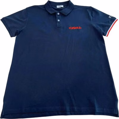 Blue Cotton Men Polo Shirt