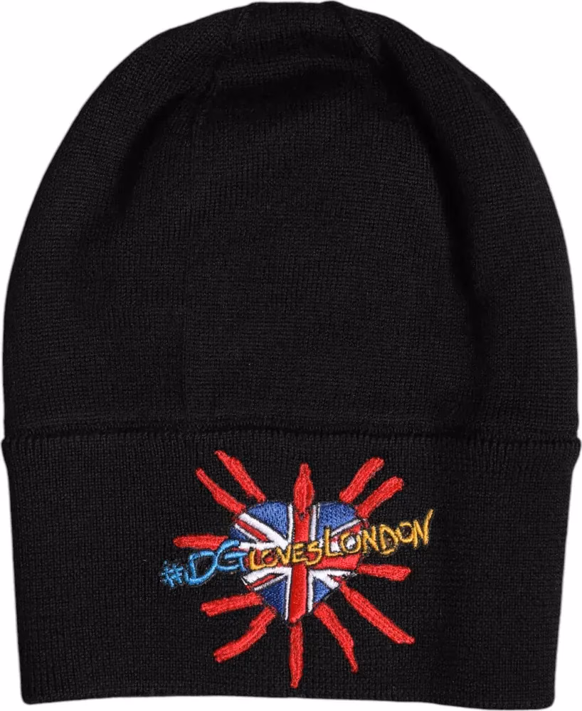 Dolce & Gabbana Black #DGLOVESLONDON Knitted Beanie Hat