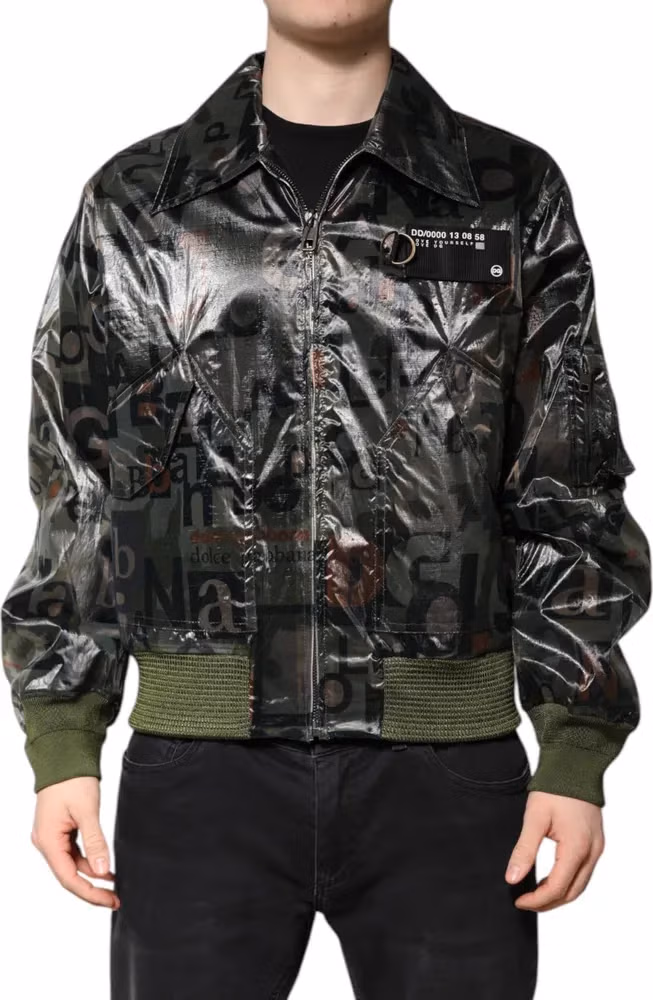 Dolce & Gabbana Green DG Logo Print Bomber Full Zip Jacket