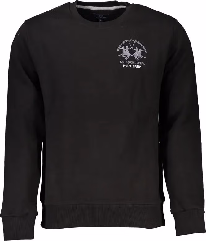 La Martina Black Cotton Men Sweater
