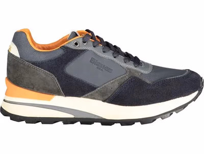 Blue Polyurethane Men Sneaker