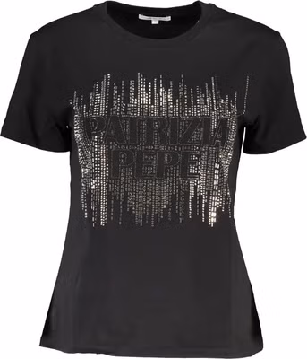 Black Cotton Women T-Shirt