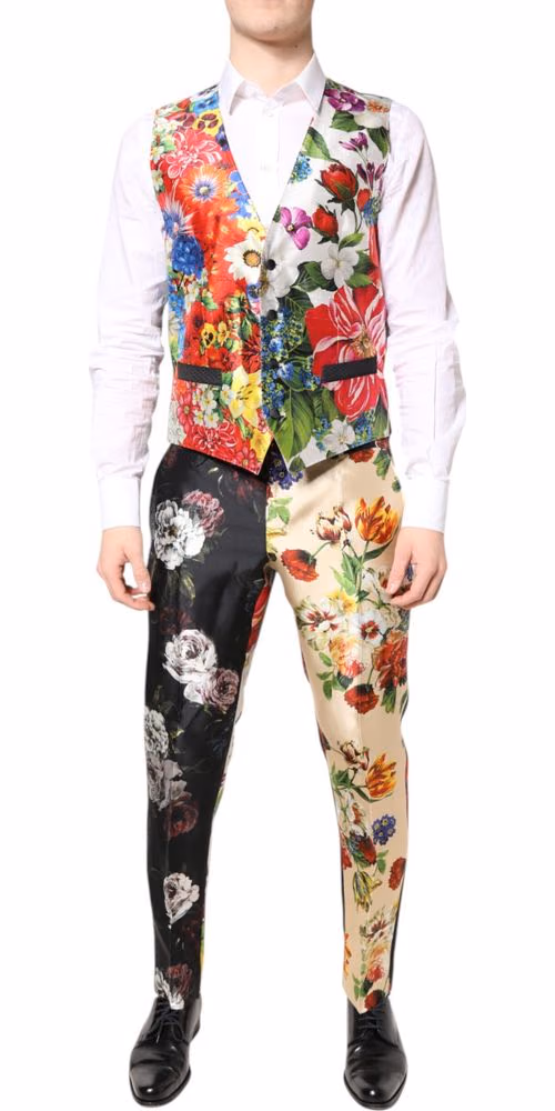 Dolce & Gabbana Multicolor Floral SICILIA Silk 3 Piece Suit