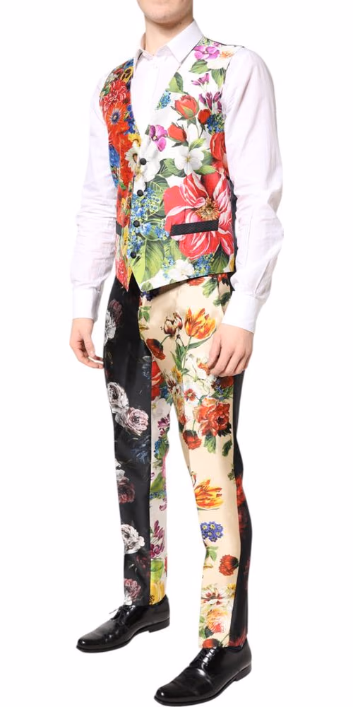 Dolce & Gabbana Multicolor Floral SICILIA Silk 3 Piece Suit