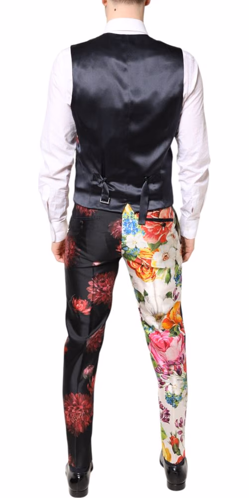Dolce & Gabbana Multicolor Floral SICILIA Silk 3 Piece Suit