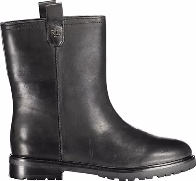 Black Leather Women Ankle Boot