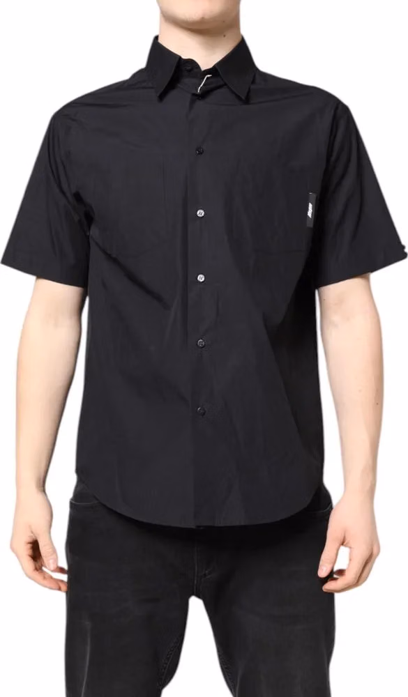 MSGM Black Printed Short Sleeves Collared Men Casual Shirt