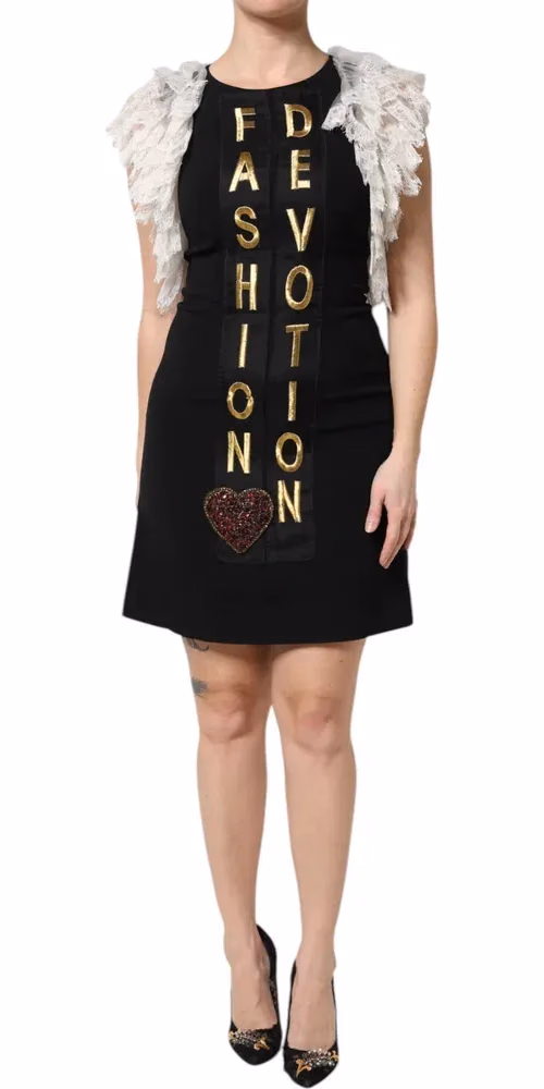 Dolce & Gabbana Black Fashion Devotion Embellish Mini Dress