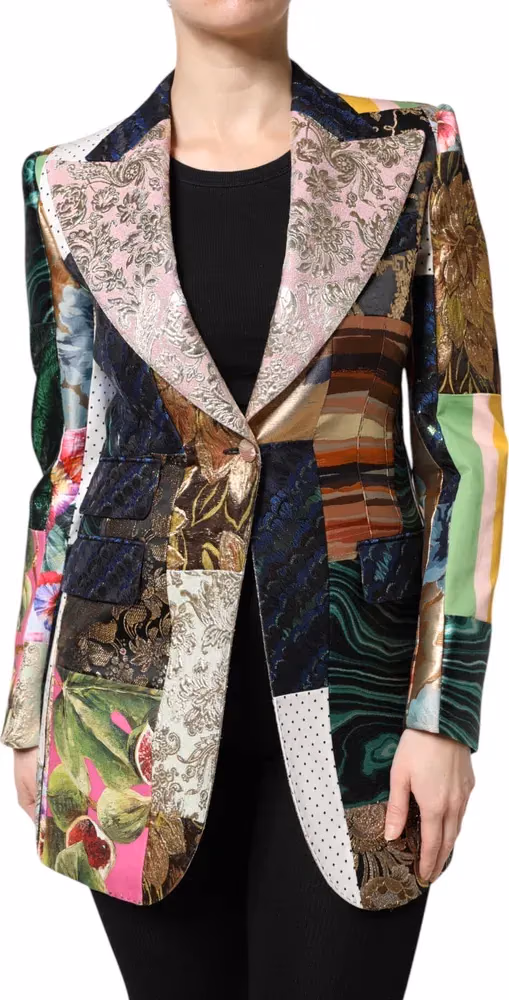 Dolce & Gabbana Multicolor Floral Patchwork Jacquard Jacket