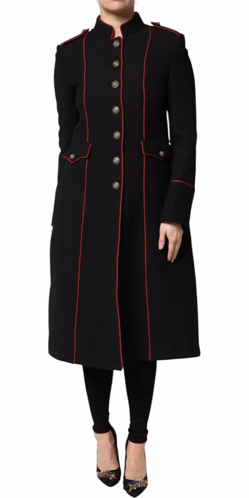 Dolce & Gabbana Black Wool Single Breasted Trench Coat Jacket
