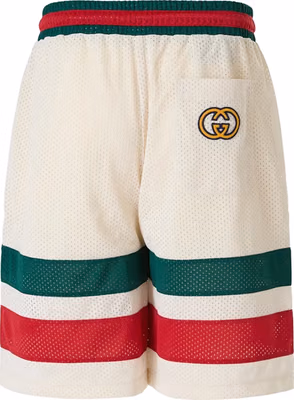 Cream polyester  Logo Shorts