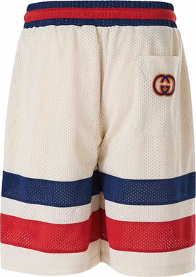 Cream polyester Logo Shorts