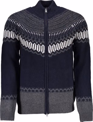 Elegant Long Sleeve Zip Cardigan in Blue