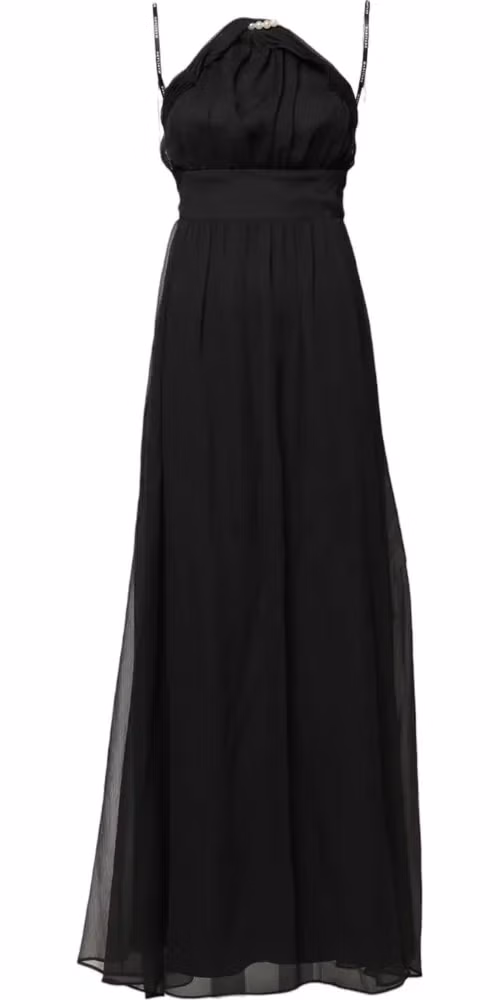Marciano by Guess Black Tulle Pearl Sleeveless Long Gown Dress