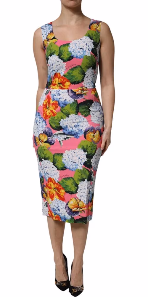 Dolce & Gabbana Multicolor Floral Sleeveless Sheath Dress
