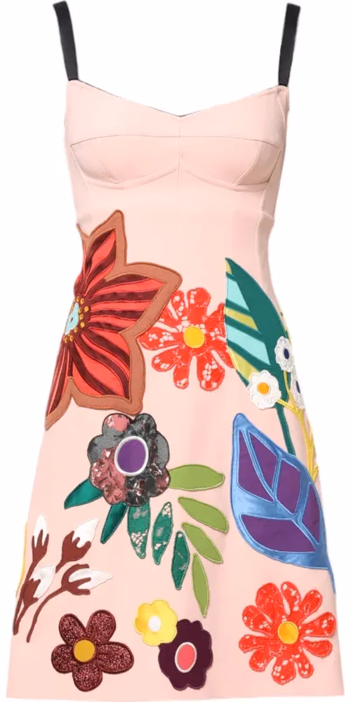 Dolce & Gabbana Pink Floral Print Spaghetti Strap Mini Dress