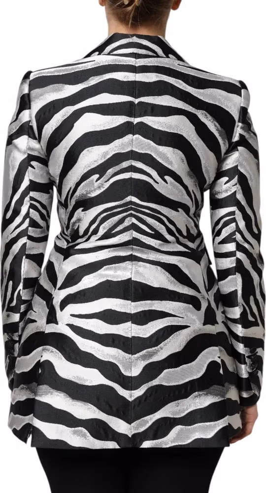 Dolce & Gabbana Black Silver Polyester Women Blazer Jacket