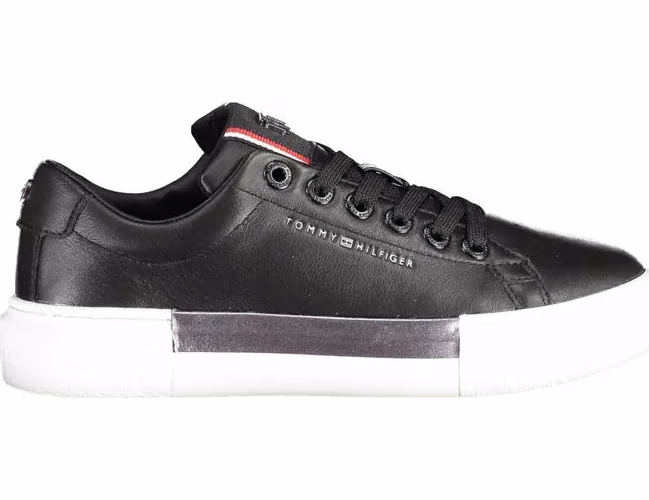 Tommy Hilfiger Black Leather Women's Sneaker