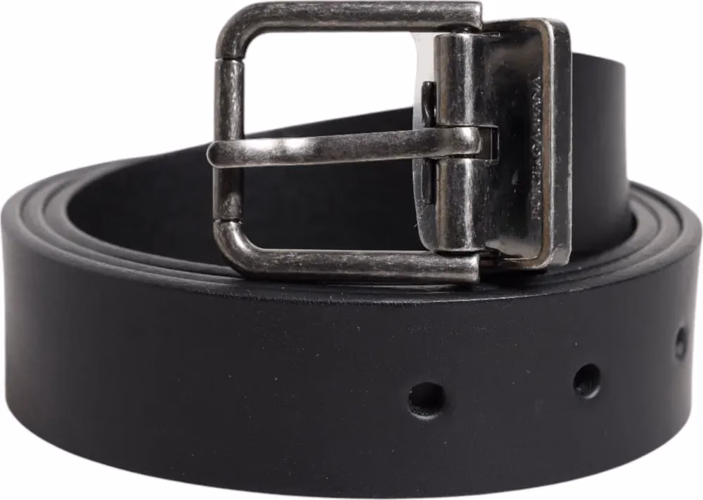 Dolce & Gabbana Black Classic Leather Metal Buckle Belt