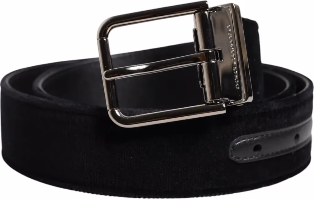 Dolce & Gabbana Black Cotton Silver Metal Buckle Belt