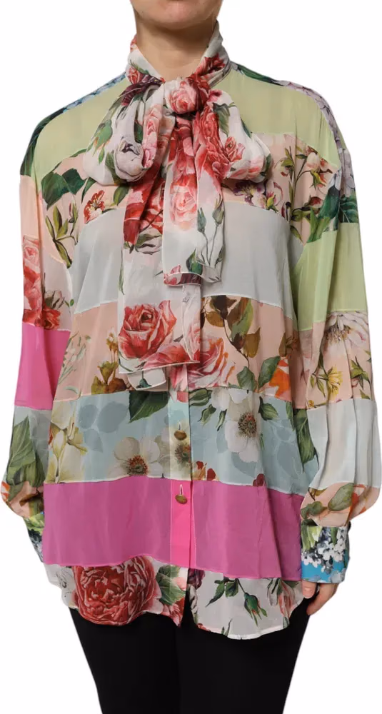 Dolce & Gabbana Multicolor Floral Patchwork Long Sleeves Top