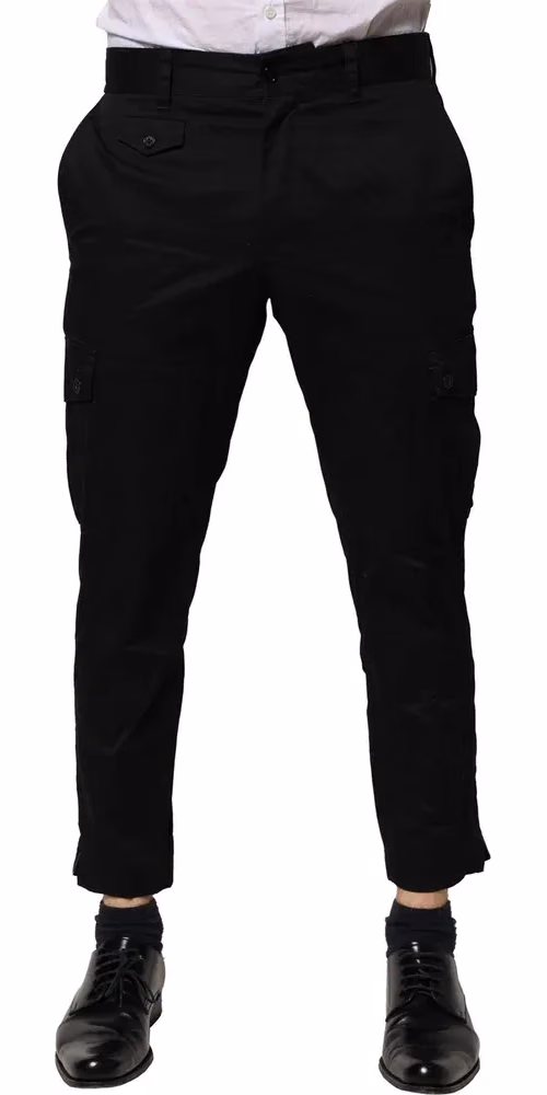 Dolce & Gabbana Black Cotton Dress Slim Formal Pants