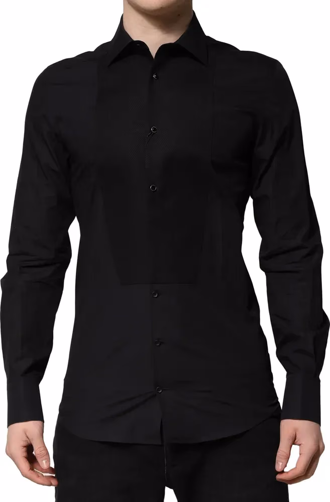 Dolce & Gabbana Black GOLD Long Sleeves Dress Formal Shirt